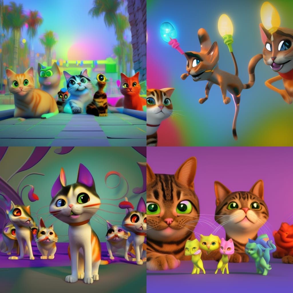 Cat Carnival: 3D Digital Art in Pixar Style