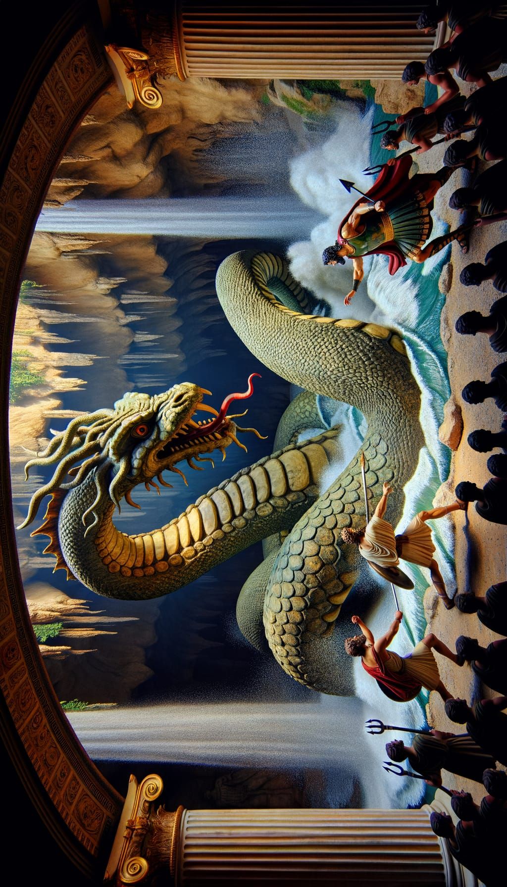 Hydra Battles Heracles in Ancient Greece