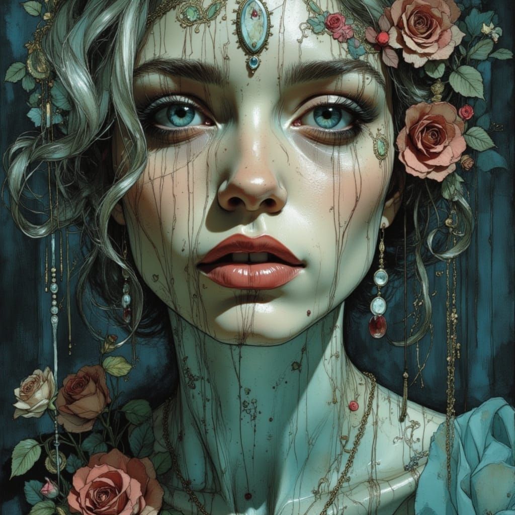 Abstract River of Tears Flowing Through Dreamlike Landscape