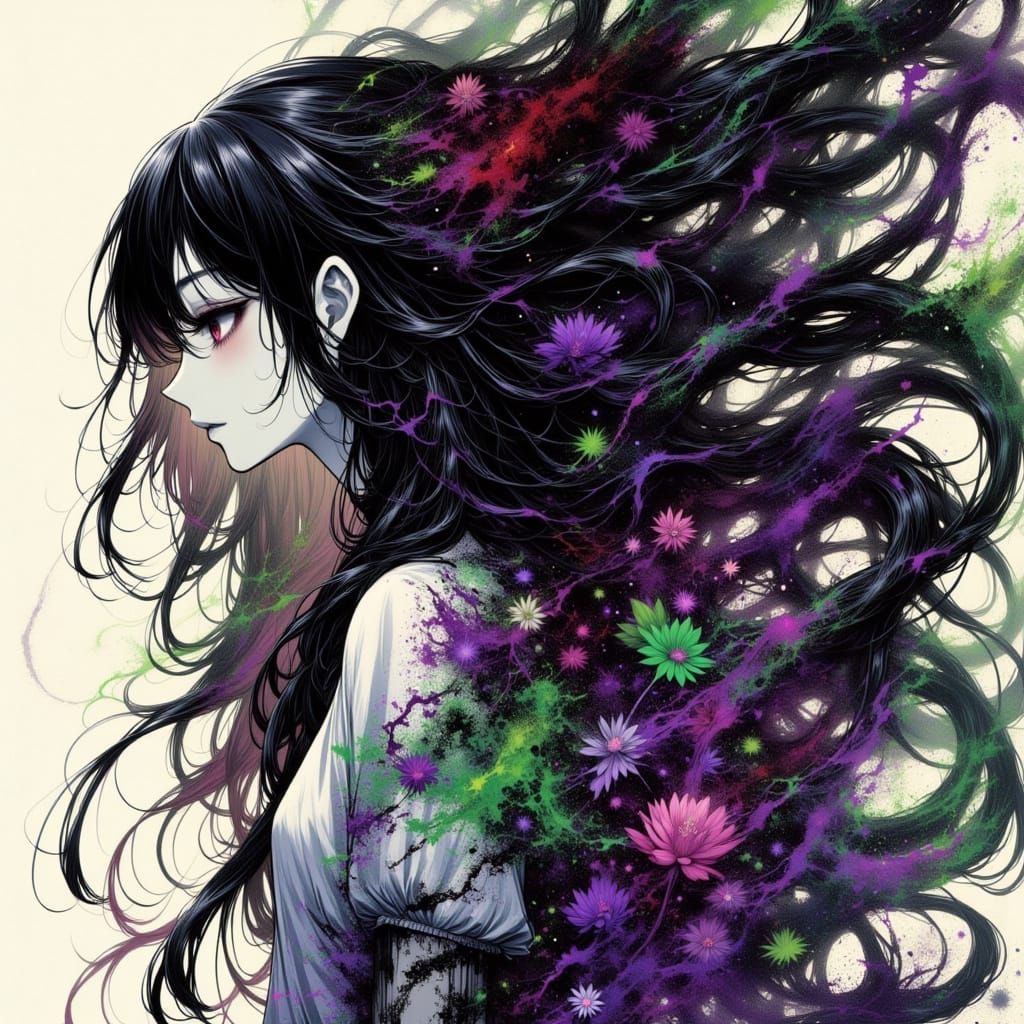 Fractured Mecha Portrait in 80s Anime Style