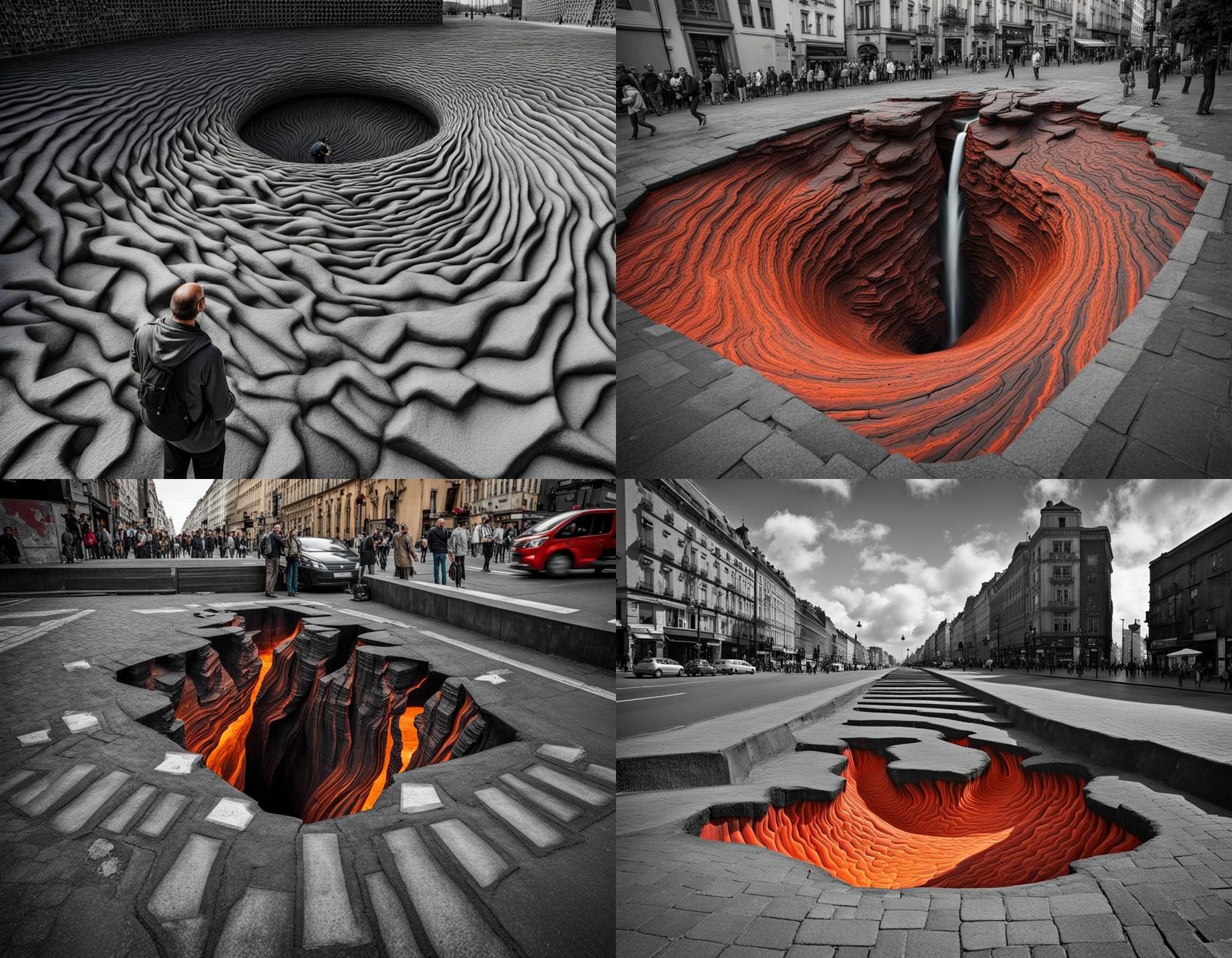 Photorealistic Lava Ravine 3D Street Art