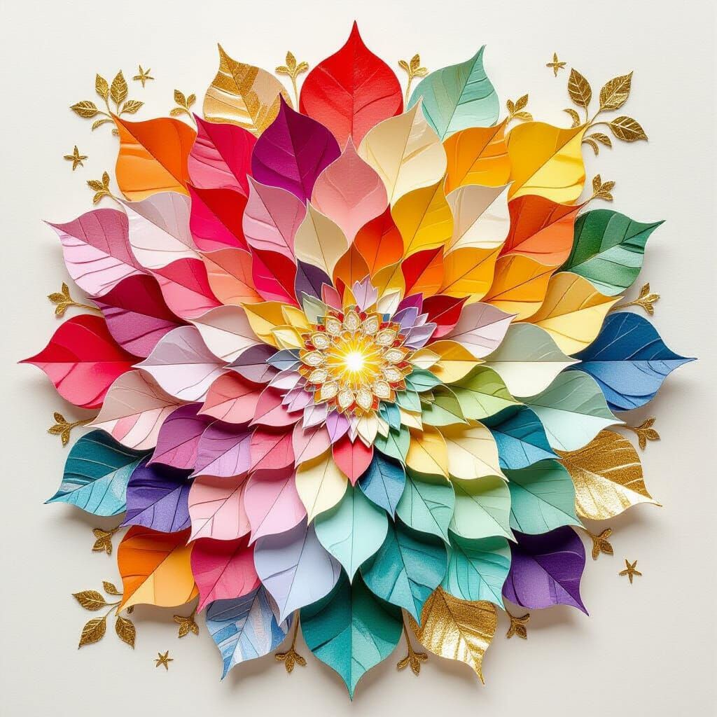 Blooming Mandala Collage with Art Nouveau Style