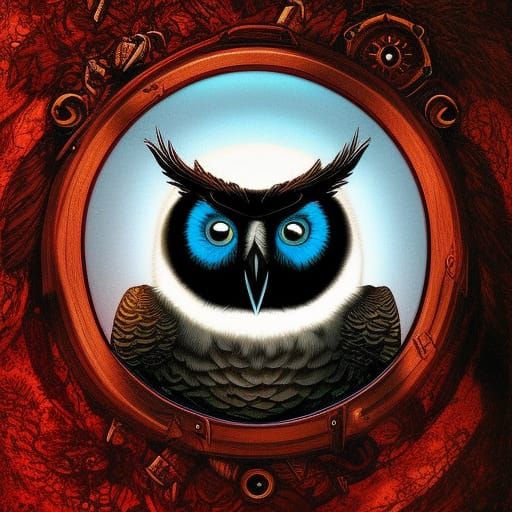 Owl with Eye Patch in Comic Book Art Style