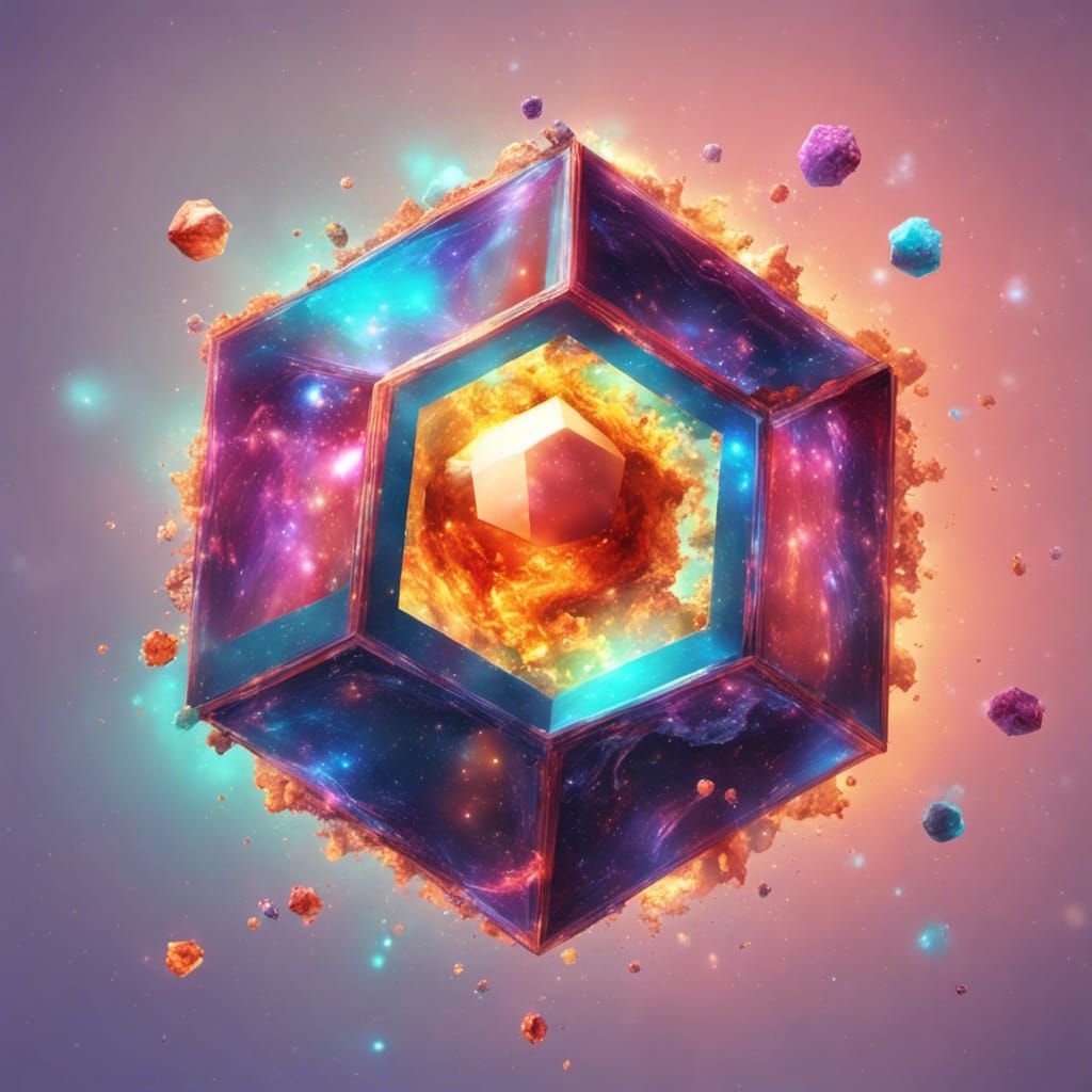 Cosmic Hexagon Prism Emitting Quantum Energy Flares