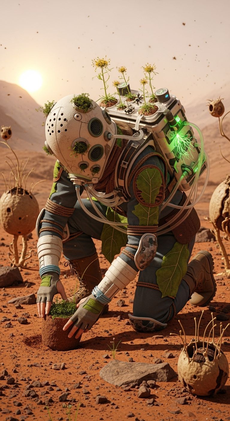 Martian Botanist Plants Life in Sun-Bleached Valley