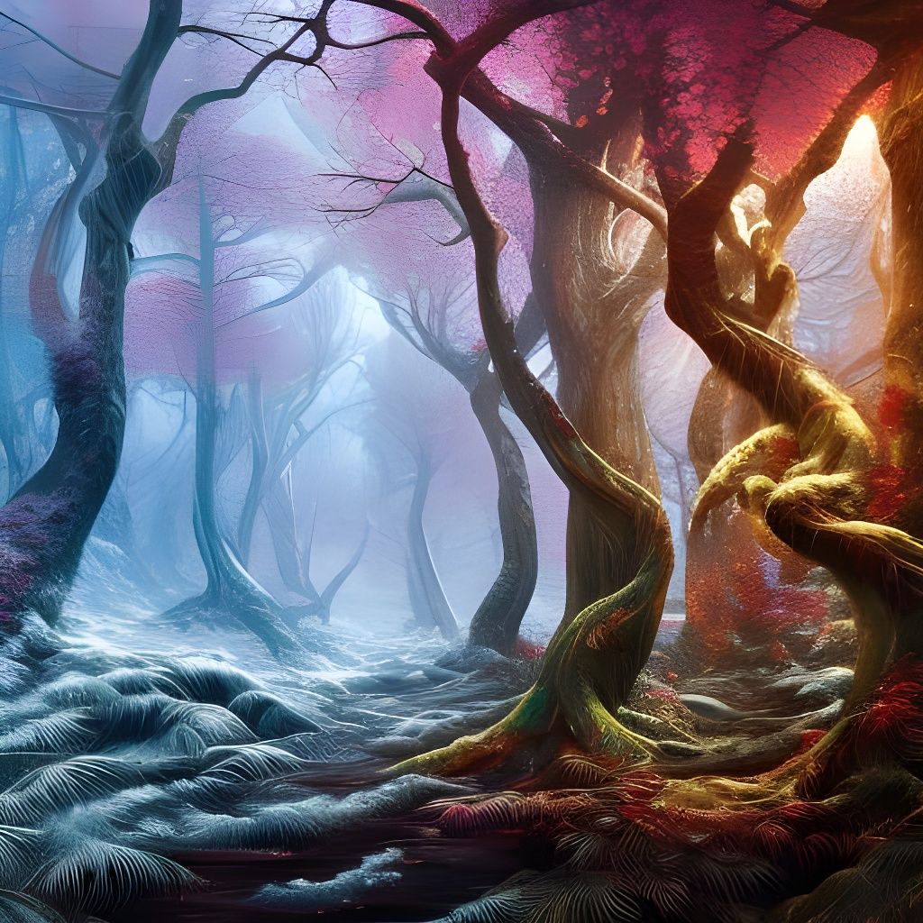 Winter Forest Oil Splash Art by Android Jones