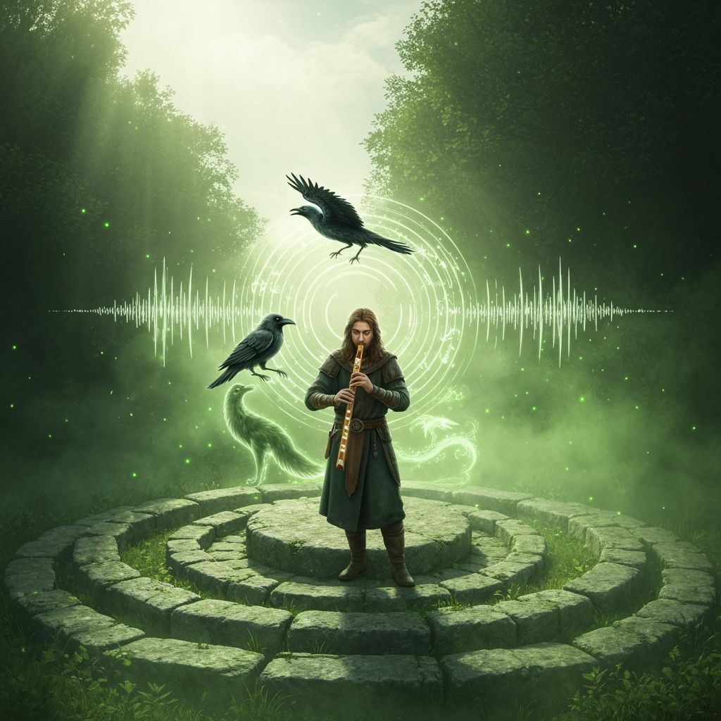 Celtic Bard Plays Flute, Spirit Animals Emerge in Magical Mi...