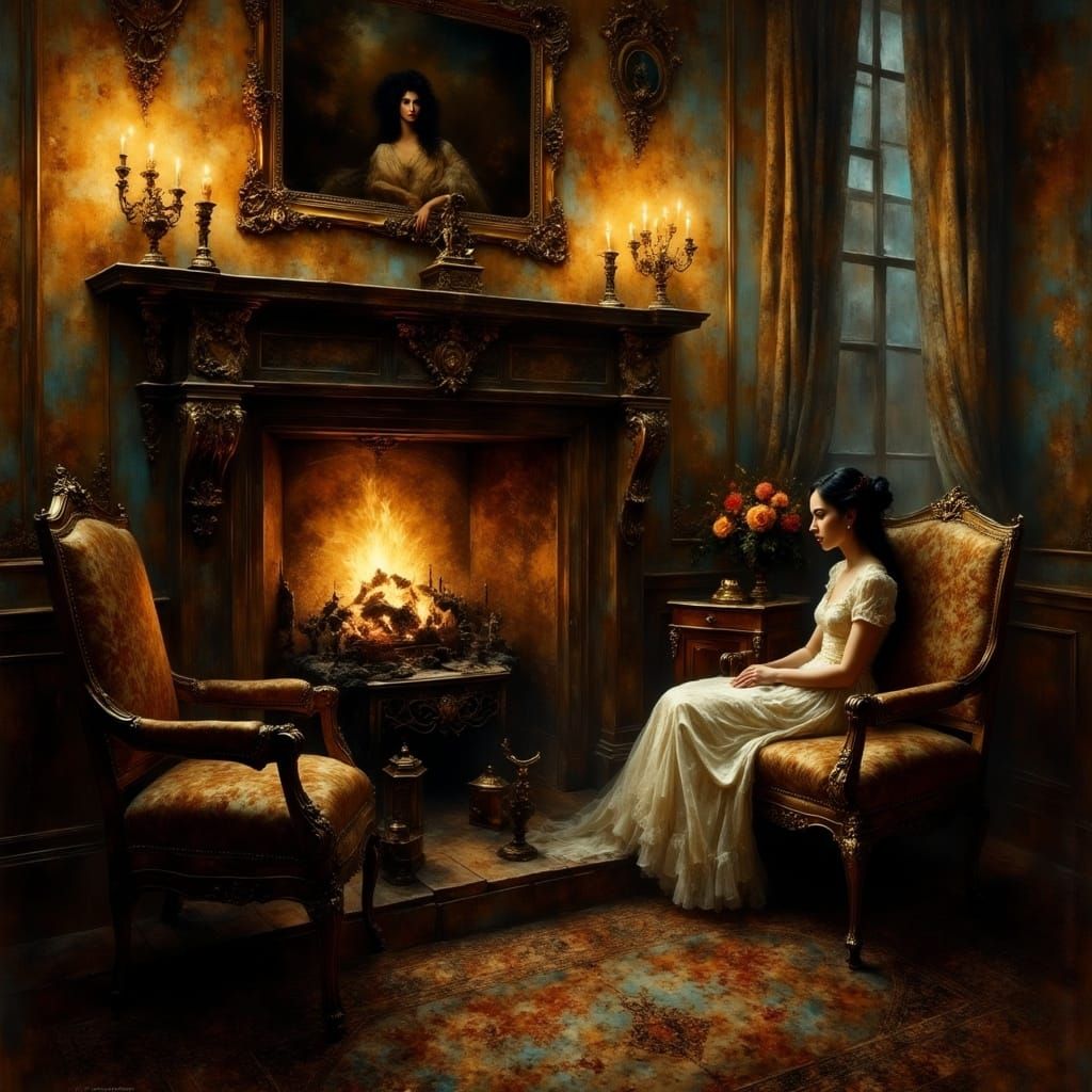 Ornate Victorian Room with Candlelight, Gothic Interior