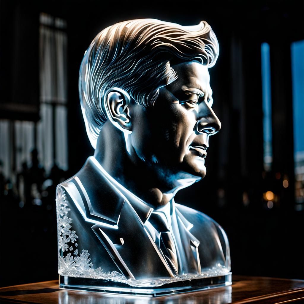Ultra-Realistic Ice Sculpture of John F. Kennedy