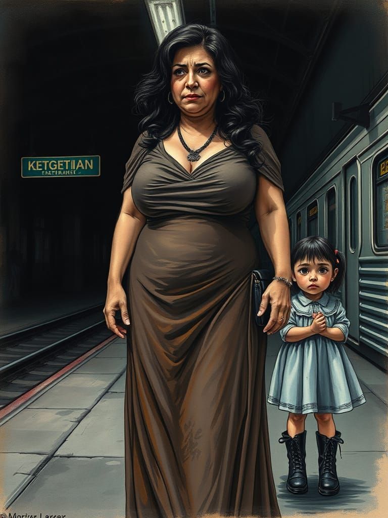 Detailed Portrait of an Egyptian Woman in Alcohol Ink