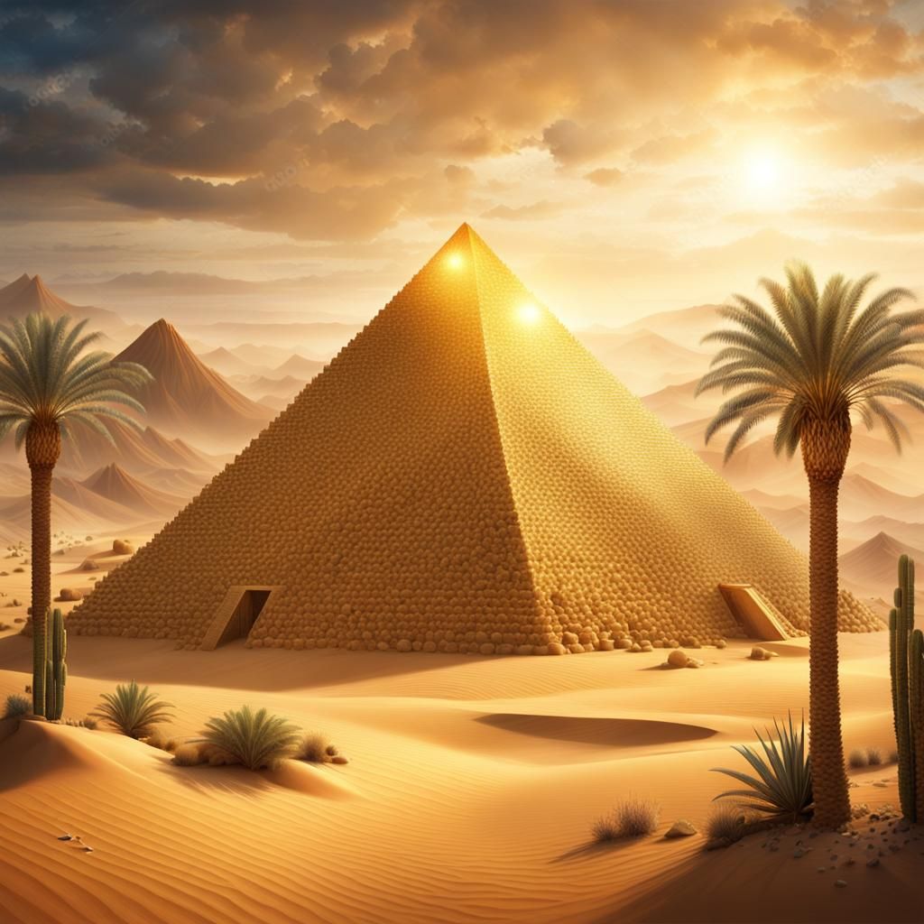 Golden Pyramid Oasis: A Digital Masterpiece
