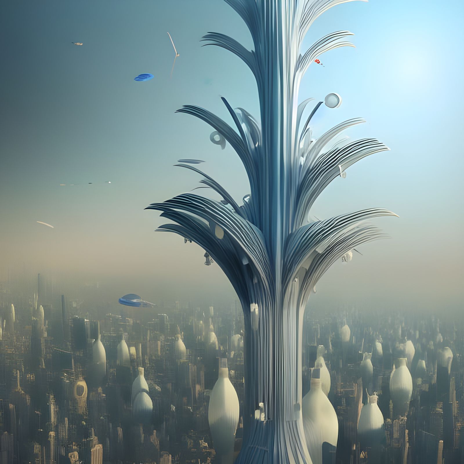 Futuristic Endless City: Aerial View of Brilliant Structures