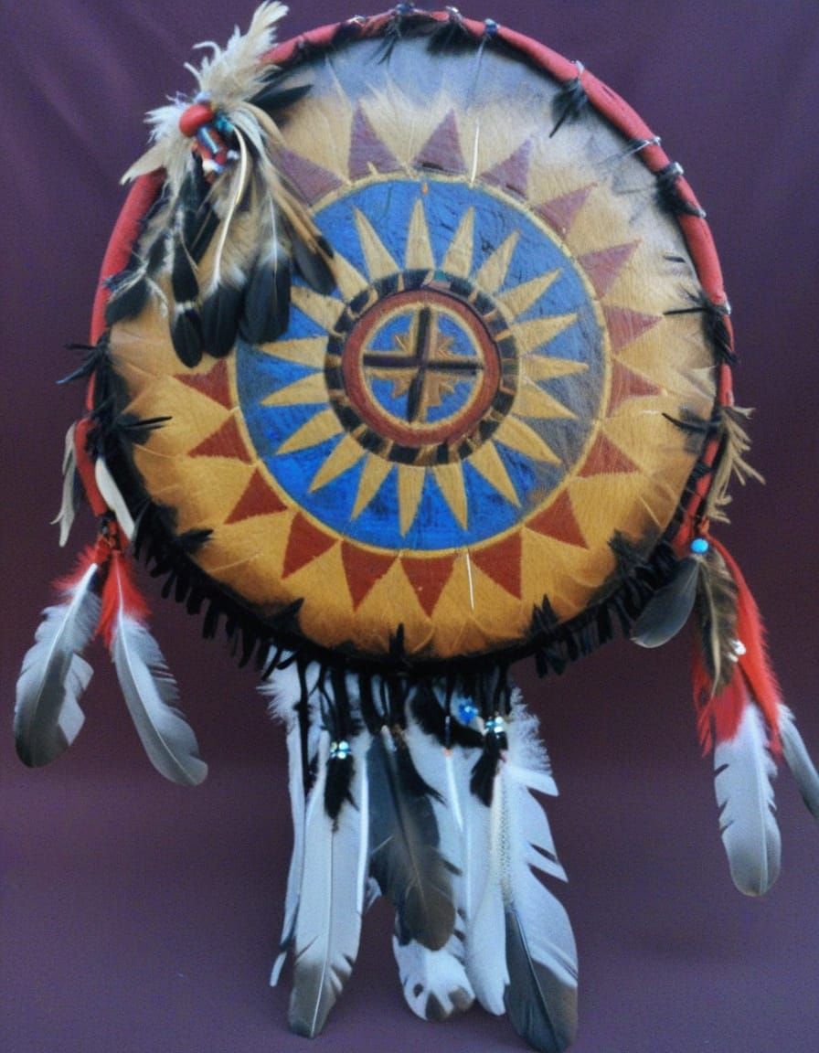 Traditional Plains Indian War Shield in Earthy Tones