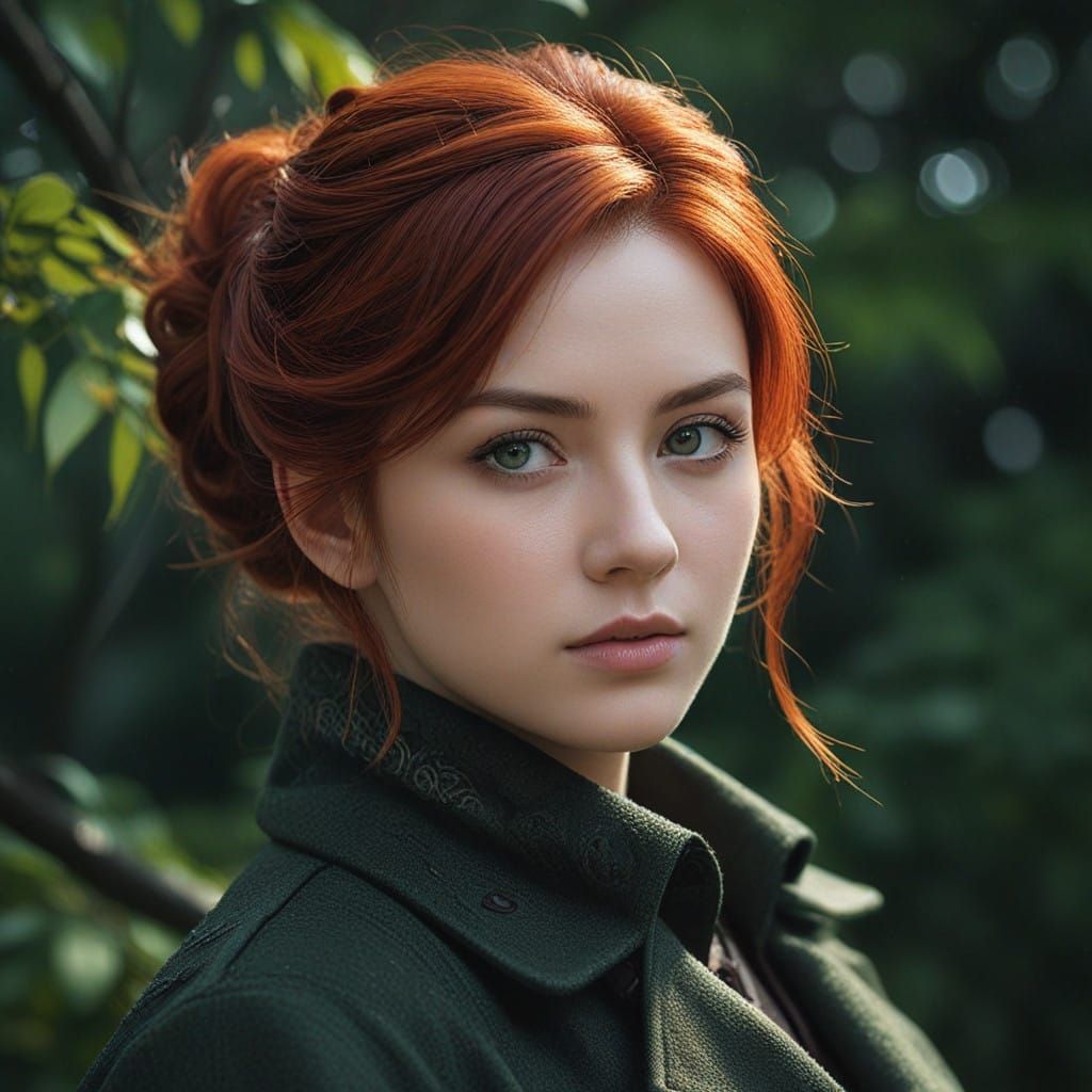 Mysterious Redhead in Victorian Coat