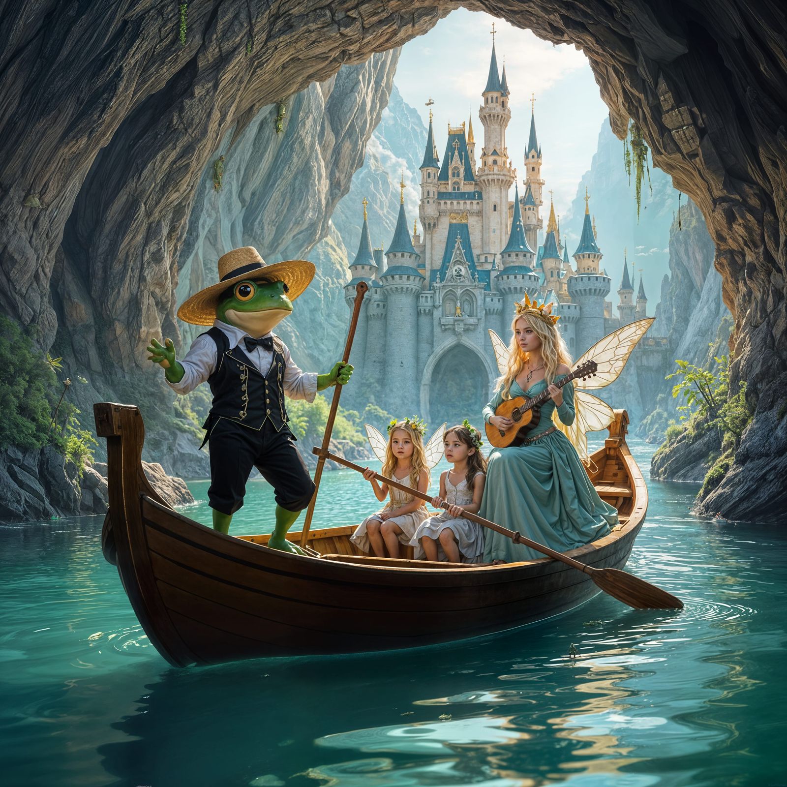 Fairy Queen Guides Frog Aboard Castle Boat