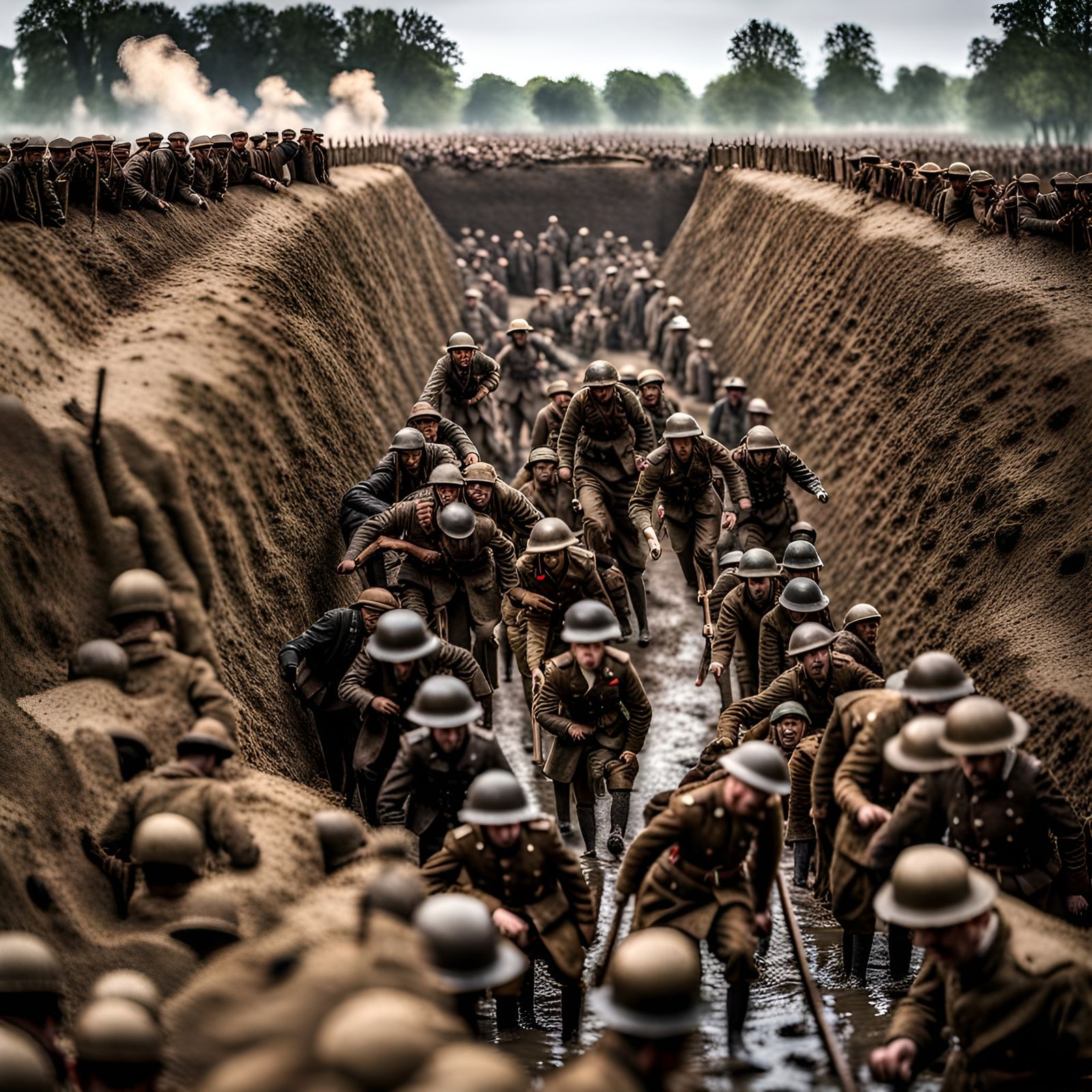 Overhead View of WW1 Trench Warfare