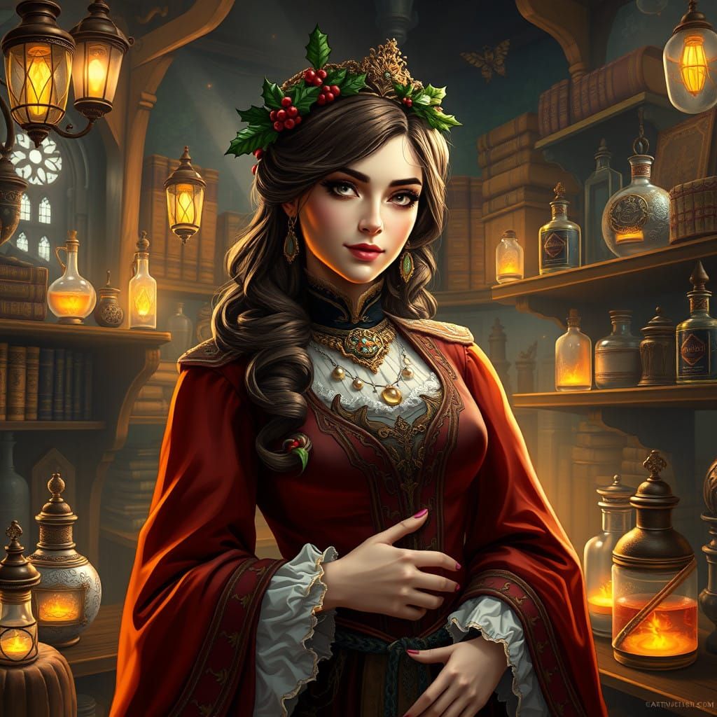 Regal Fantasy Potions Professor in Hogwarts Attire