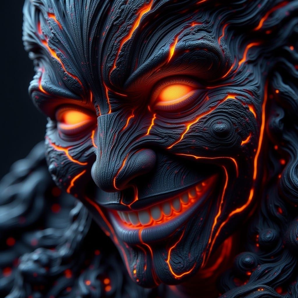 Lava Rock Woman with Mischievous Grin