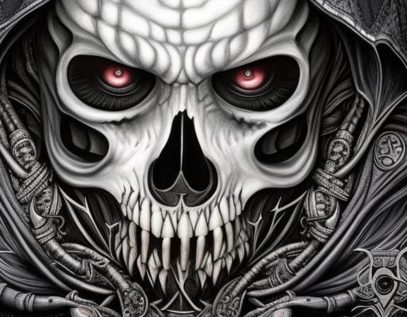 Gothic Wizard Face in Cartoon Art Style