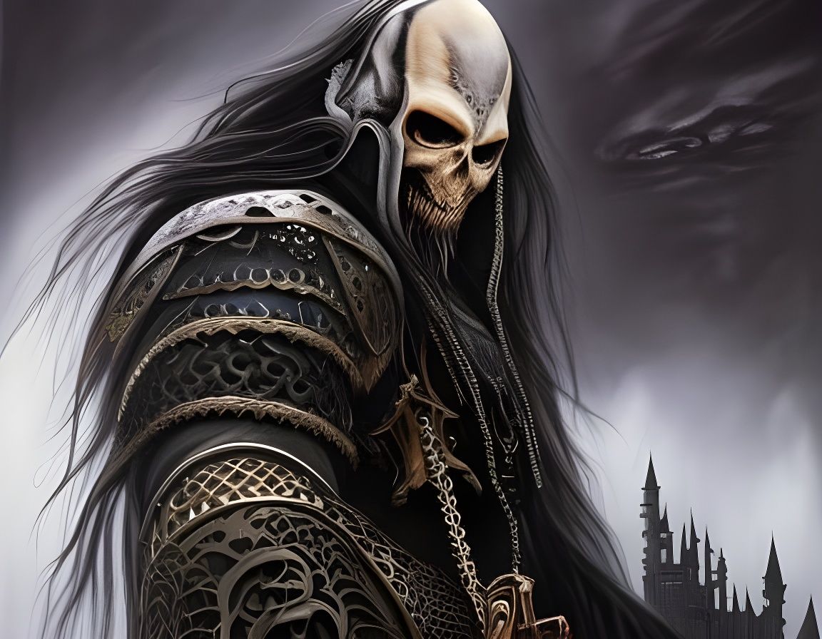 Gothic Wizard Face in Cartoon Art Style