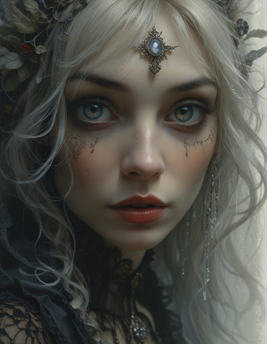 Ethereal Gothic Siren in Dark Romanticism Style