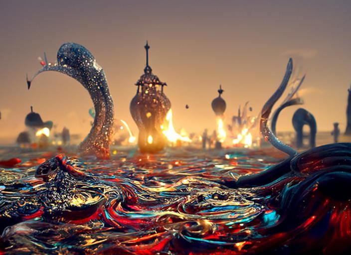 Fiery Kraken: Digital Matte Painting