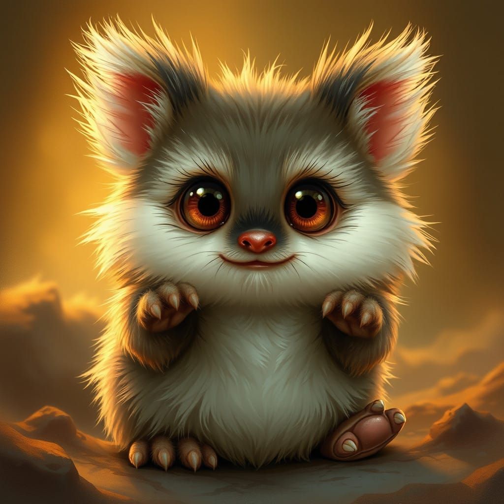 Whimsical Gizmo the Mogwai in Golden Light