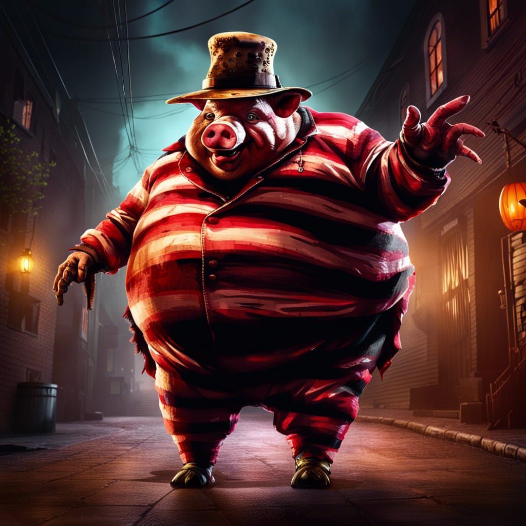 Freddy Krueger Pig in Halloween Costume