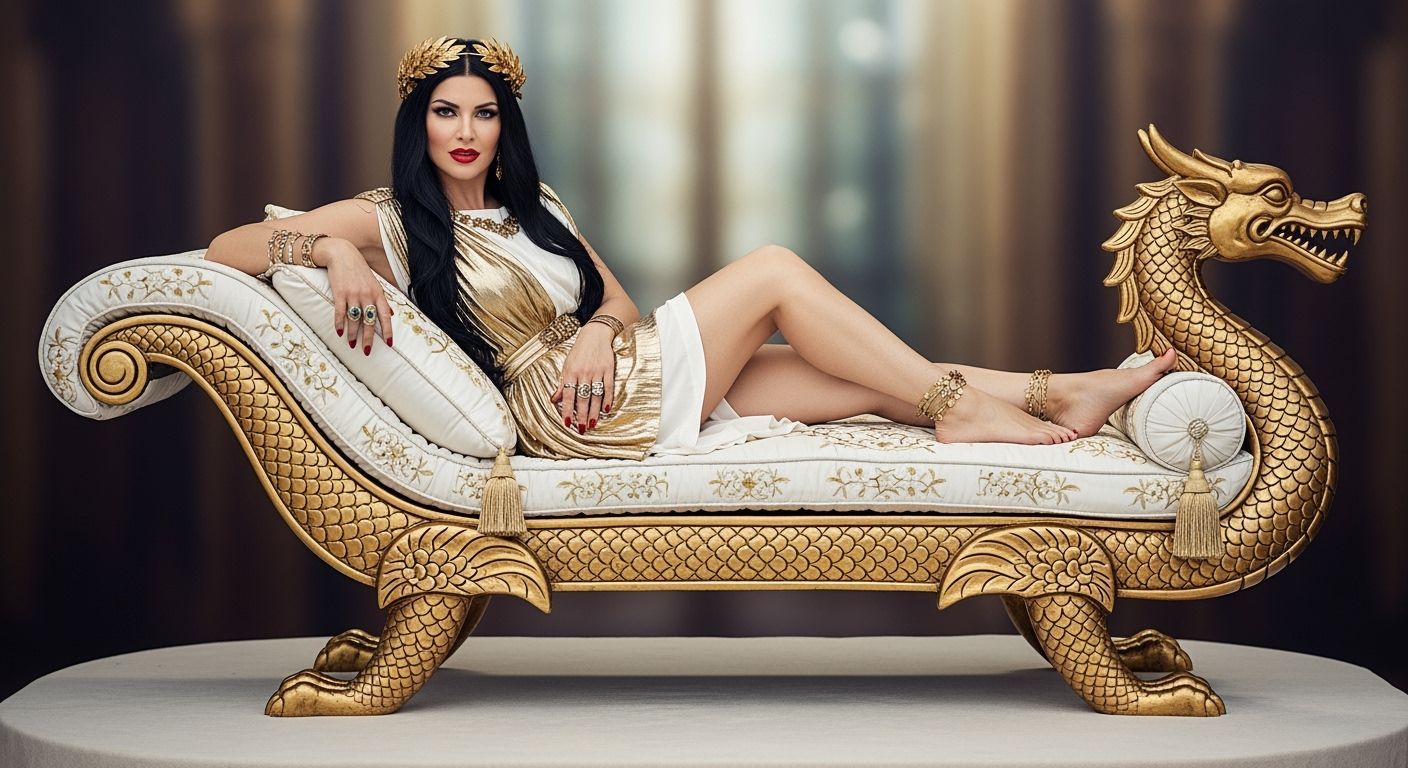 Roman Empress Lounging on Dragon Chaise Longue