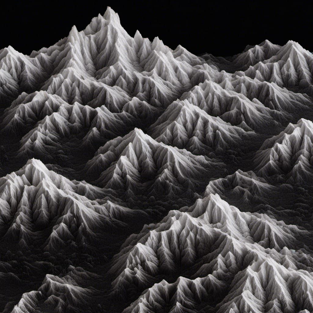 Mountain Point Cloud on Black Background