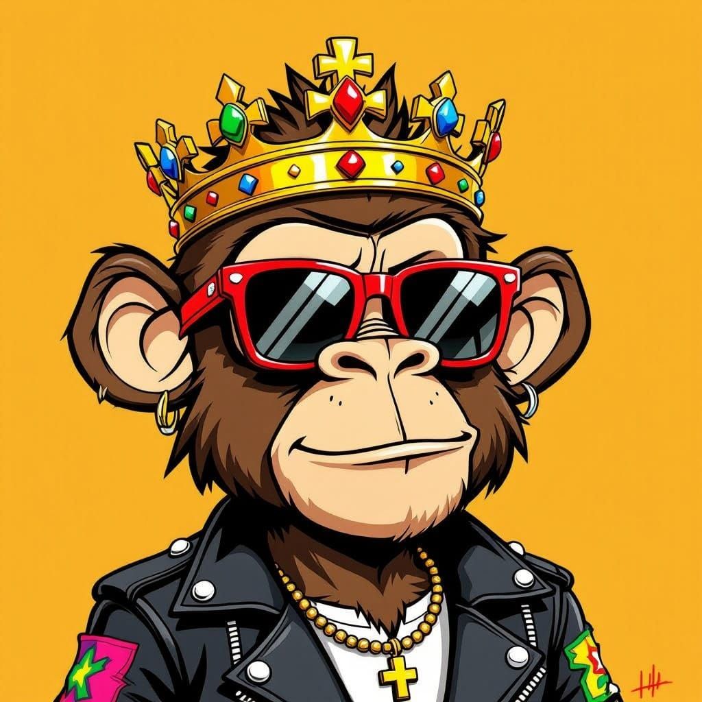 Cartoon Monkey King in Sunglasses and Jacket