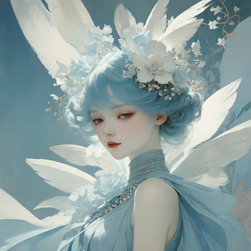 Baby Blue in Whimsical Watercolor Style