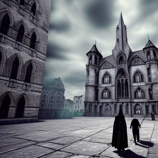 Gothic Guillotine in Dark Town Square: 8K Unreal Engine