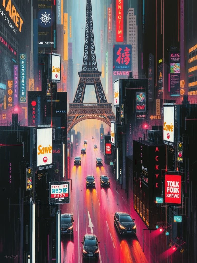 Glitchcore Cityscape Painting