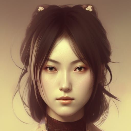 Detailed Portrait of Japanese Woman in Fantasy Art Style