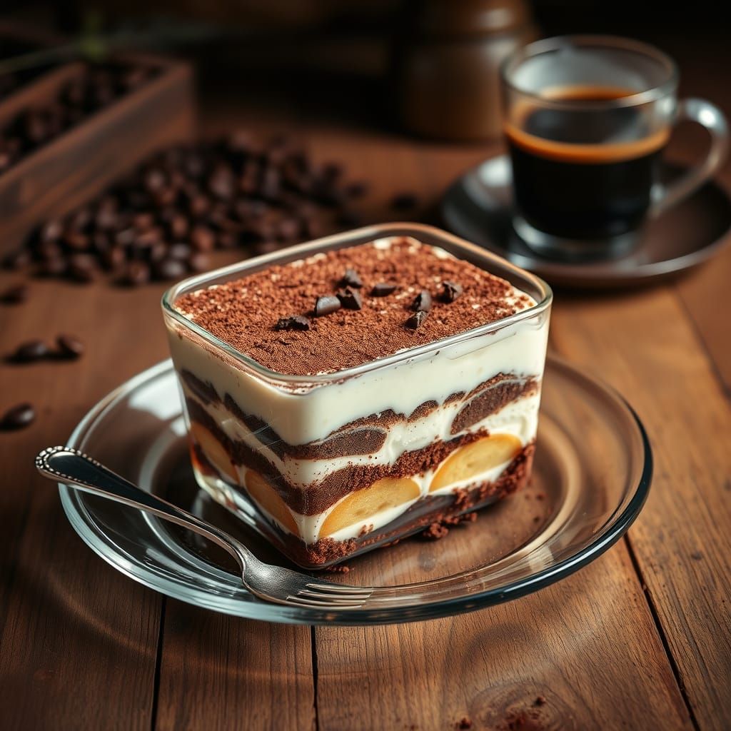 Italian Tiramisu in Elegant Glass Dish