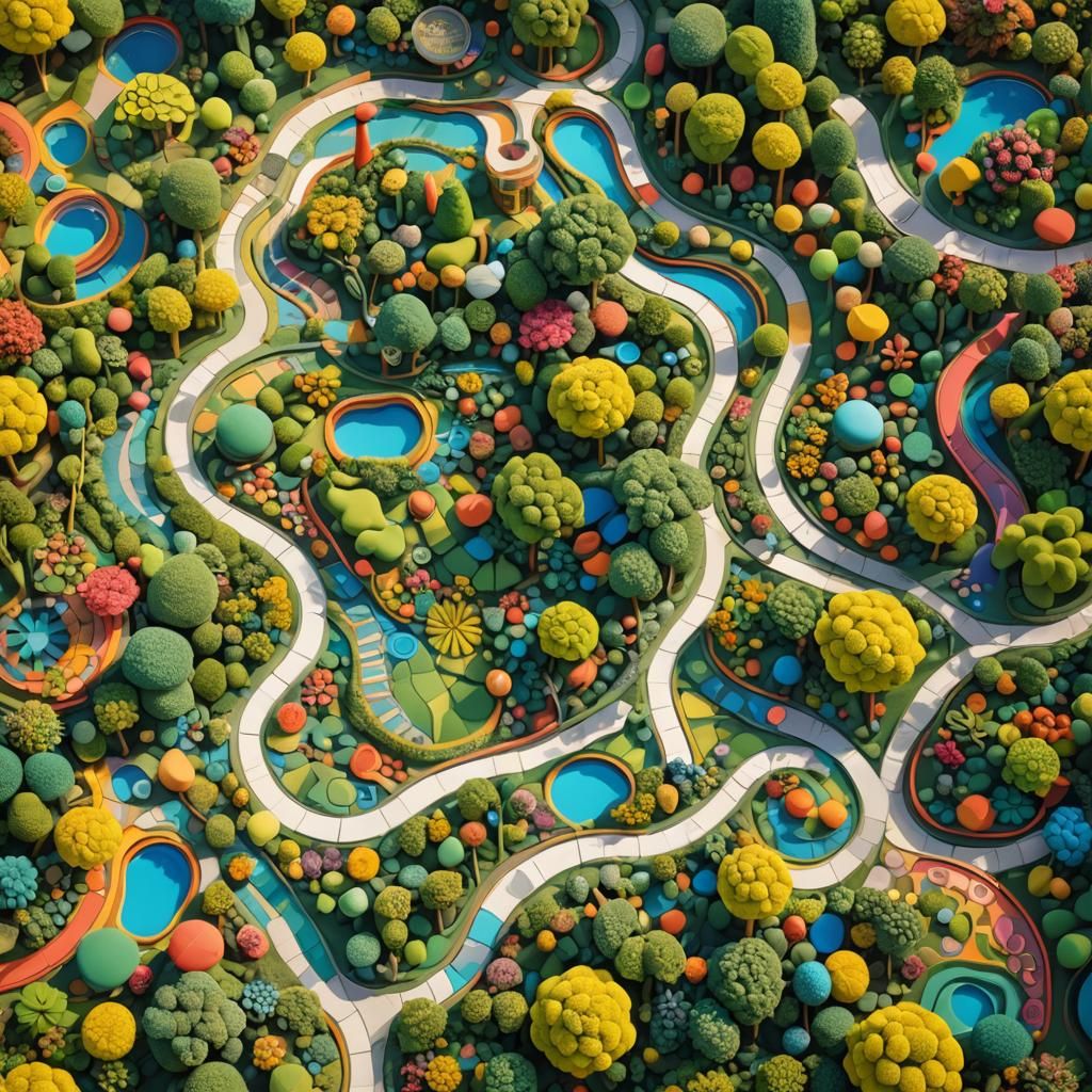 Whimsical Polymer Clay Garden Park in 3D
