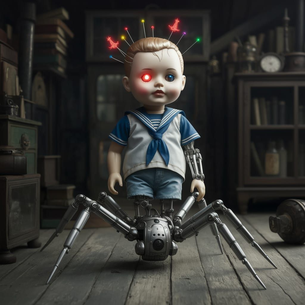 Eerie Sailor Doll Transforms into Mechanical Spider