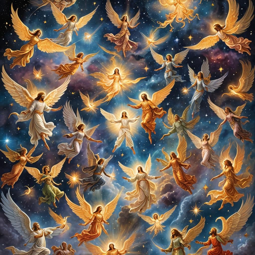 Celestial Beings in Ethereal Realm of Light