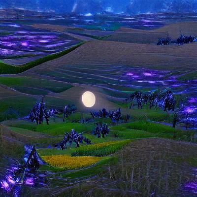 Moonlit Field of Dreams: A Tranquil Scene