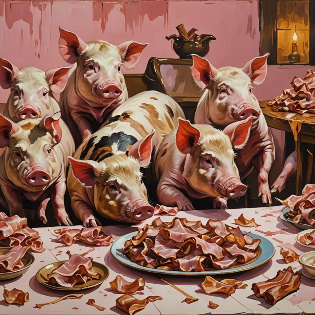 Pigs and Bacon in Dutch Master Style