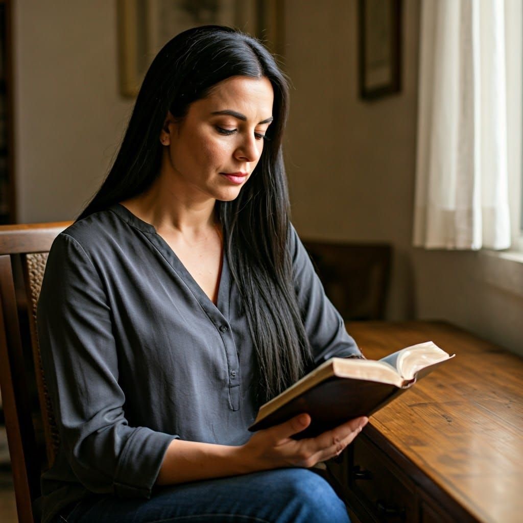 Woman Reading Bible in Old Masters Style