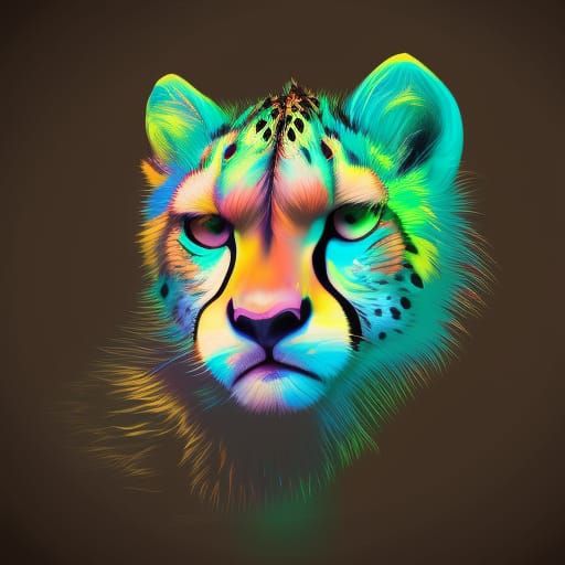 Colorful Cheetah in Fantasy Pastel Style