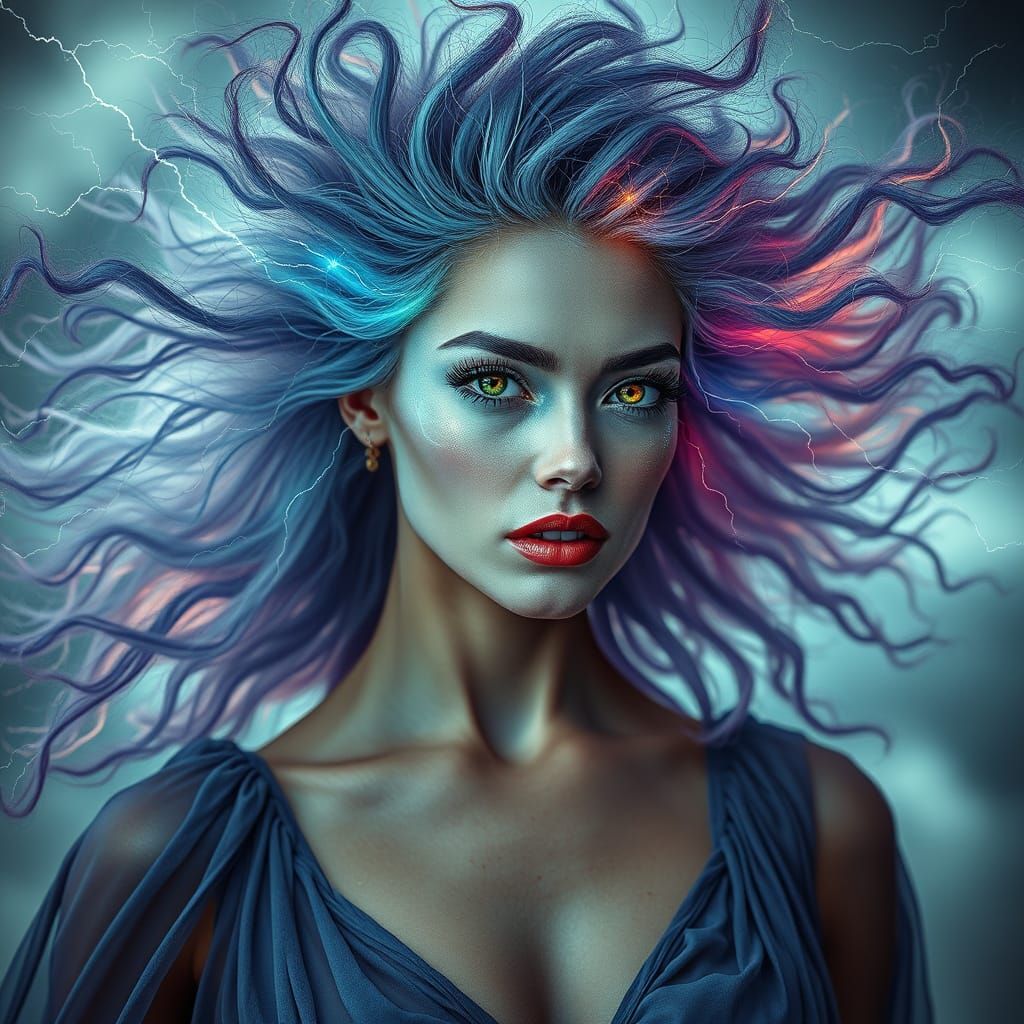 Ethereal Storm Goddess Radiates Raw Power