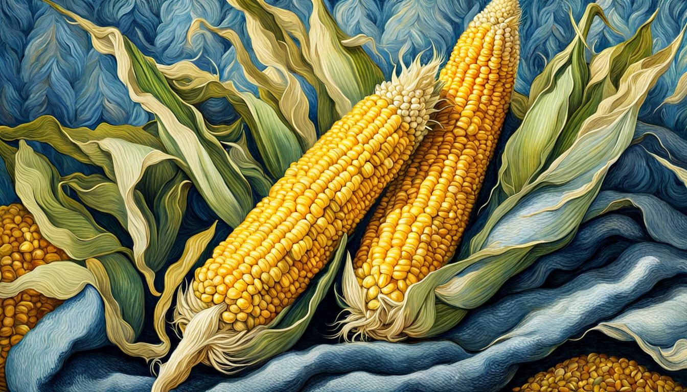 Anthropomorphic Corn in Van Gogh Impressionism Style