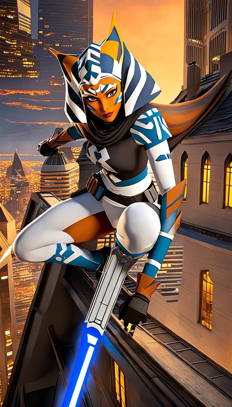 Ahsoka Tano as Batgirl on Gotham Rooftops