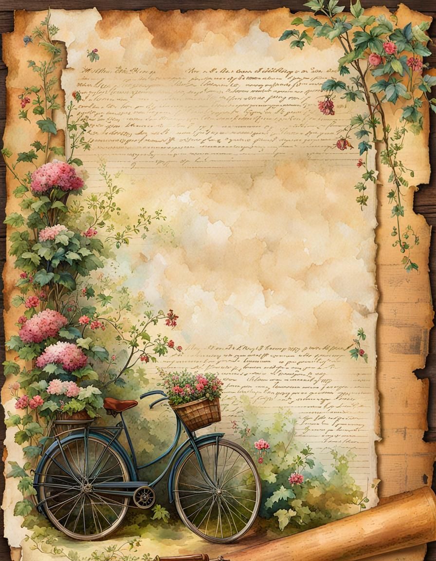 Vintage Journal Page with Victorian Garden Illustration