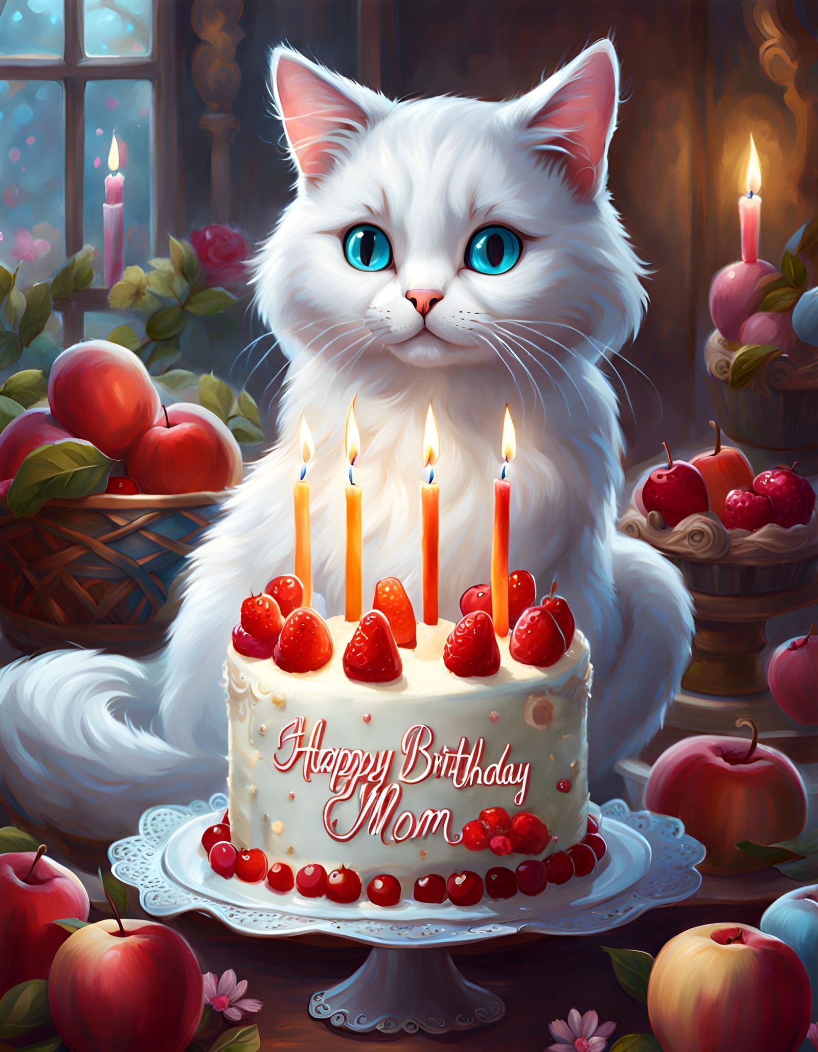 Happy Birthday Mom Typography in Fancy Font