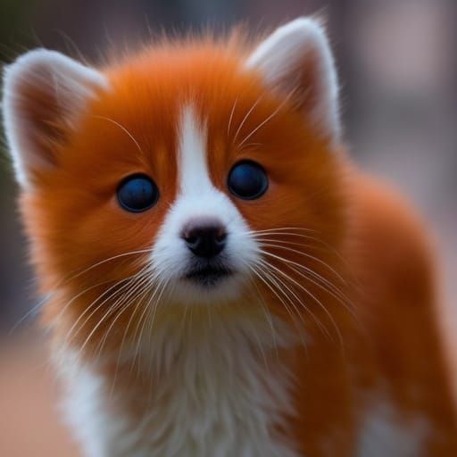 Adorable Kitten and Red Panda in Candyland Wonderland