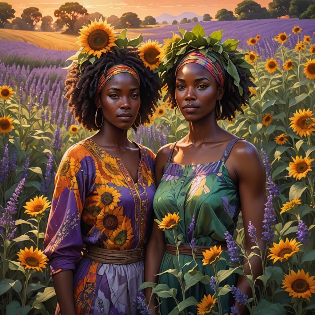 African Women in Lavender Field: Concept Art